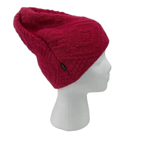 Smiley‎ Beanie 100% Wool Cap Pink Sock Hat Mountain Outdoor - Picture 1 of 7